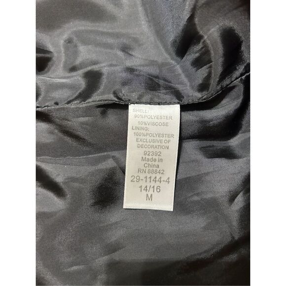 Roman's Women’s Black Floral Embroidered Bomber Zip-Up Jacket Size Medium 14/16 - Picture 7 of 10